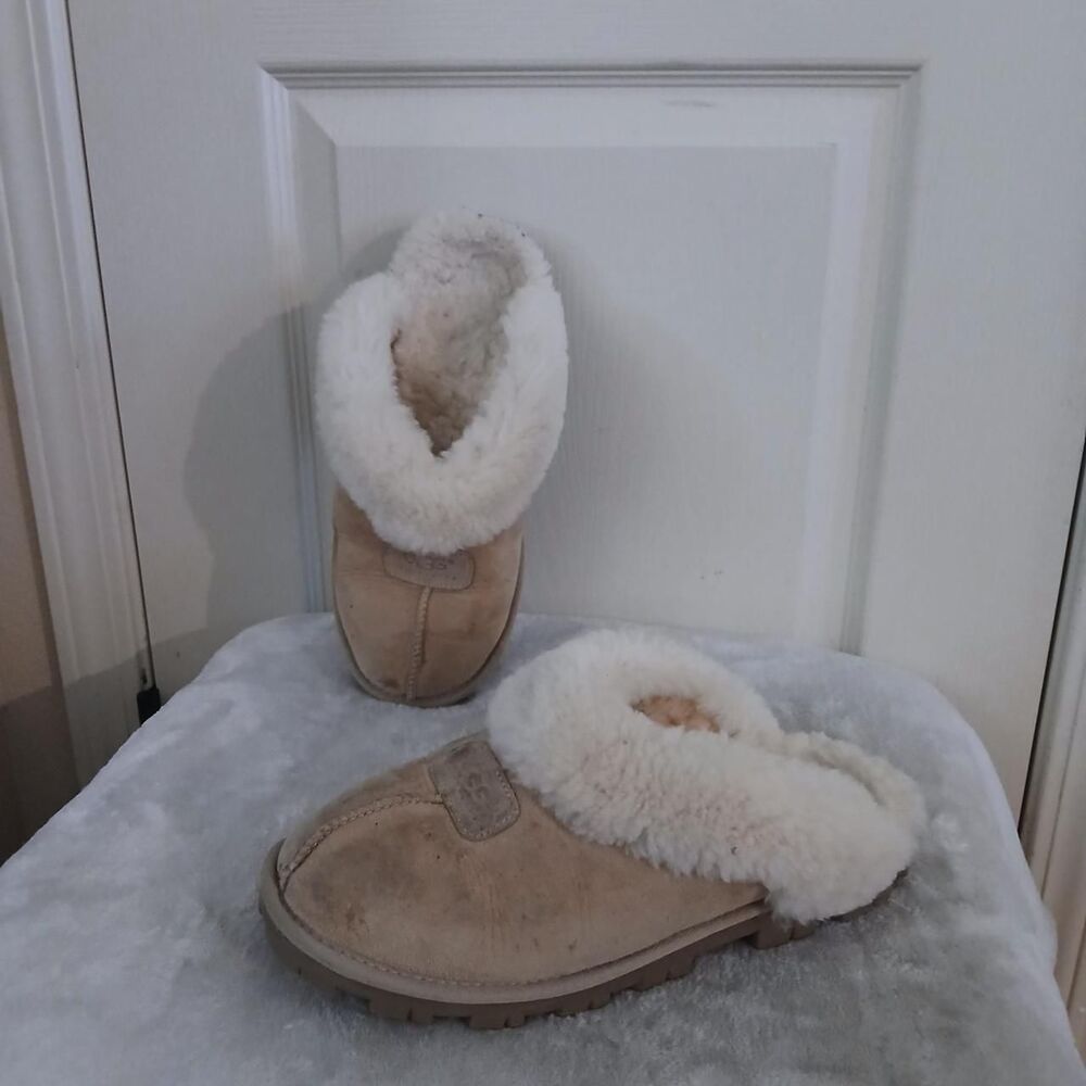 UGG Coquette Chestnut Suede Sheepskin Slippers 9 Classic Cozy Basic Loungewear